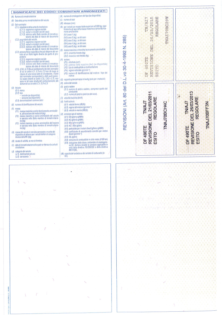 Documento del certificato di immatricolazione del veicolo immagini e